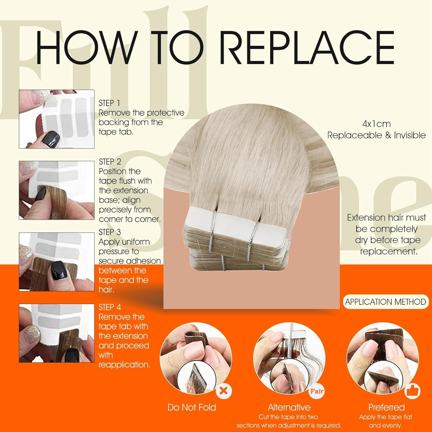 Hair Extensions Human Hair Tape Ins Short 12 Inch Blonde Remy Thick Ends