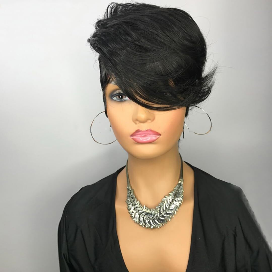 Fashion Pixie Cut Wigs for Women Loose Deep Wave Finger Wave 100% Human Hair Wig