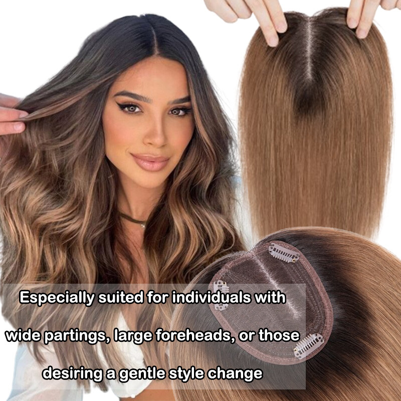 Handmade Silk Base Mono Cap Virgin Human Hair Topper Hairpiece Wigs Remy Toupees