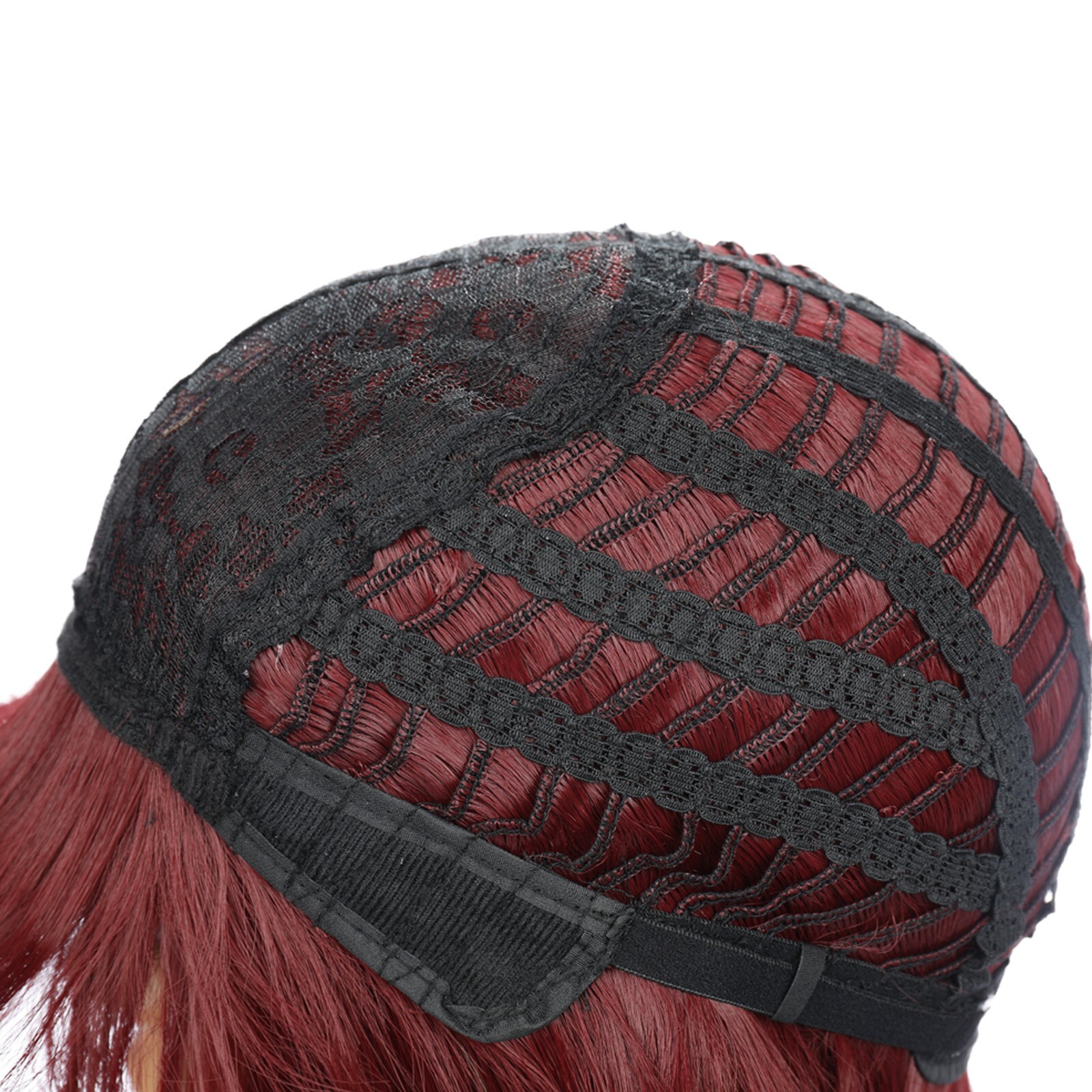 55cm Wine Red Fashion Wig For Women Chemical Fiber High Temperature Silk Wig