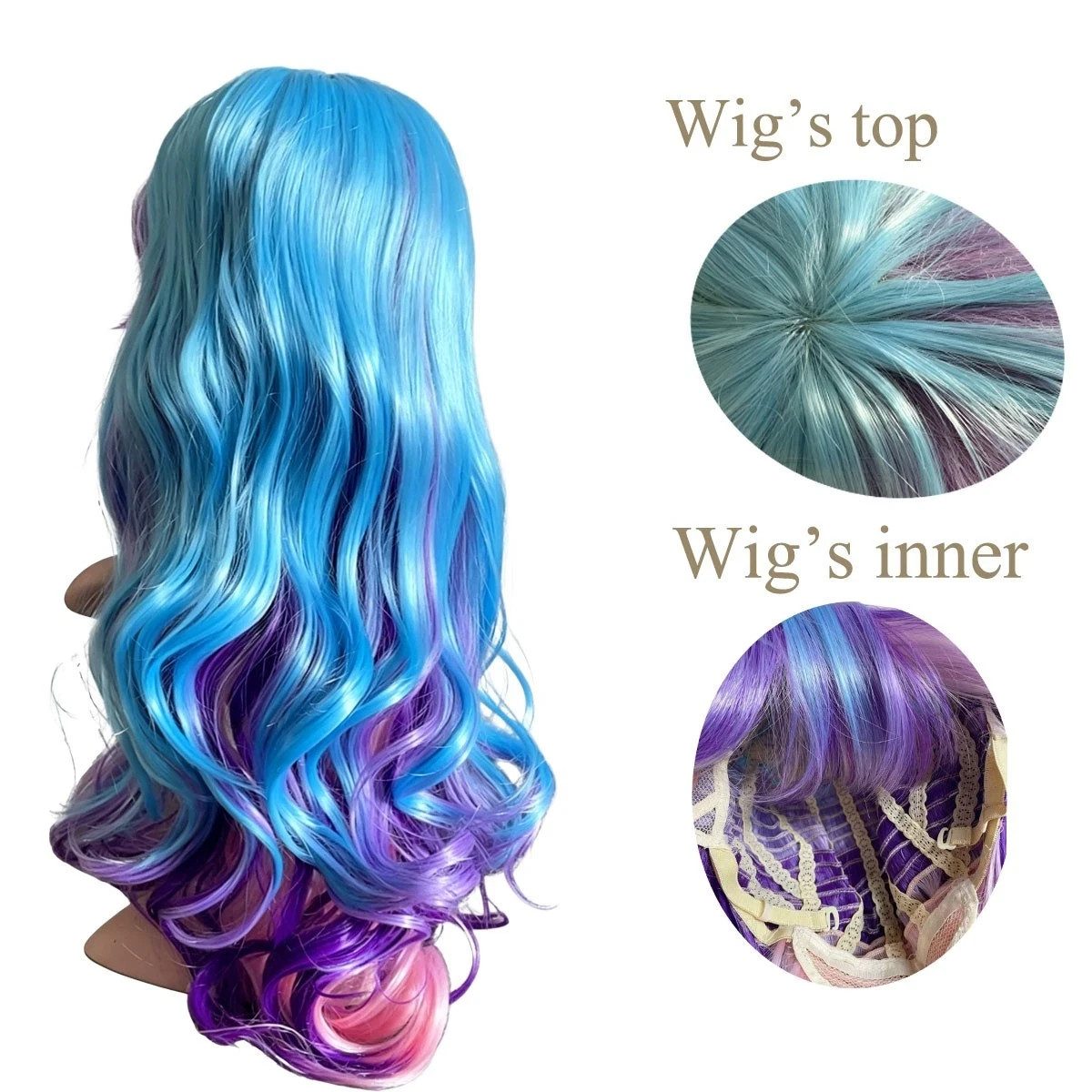 Long Colorfull Wave Cosplay Hair Wig Hair Care Cosplay Style Heat Resistant Wig
