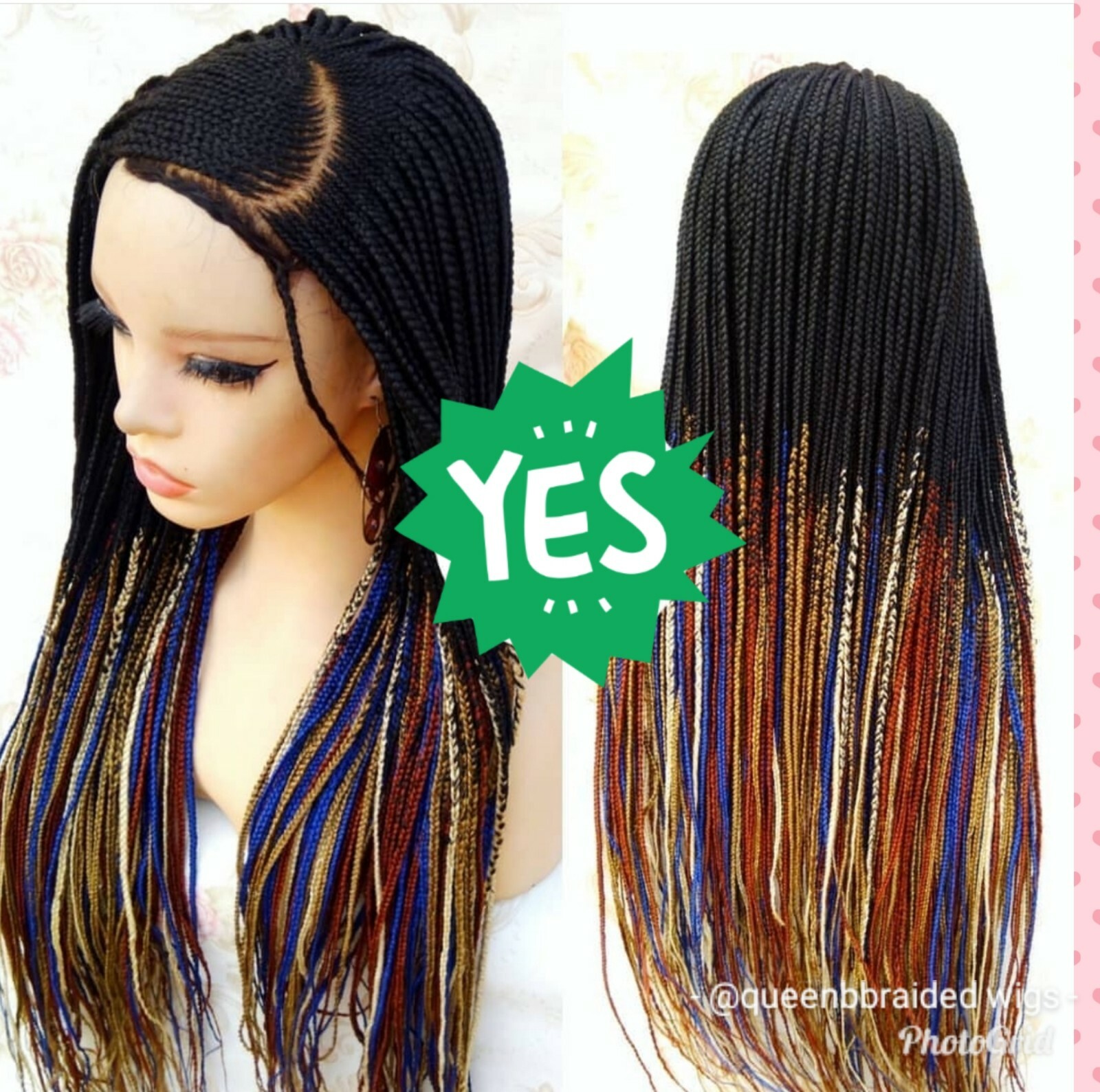 Braided wig:Handmade Braids Cornrows wigs ,PRE-ORDER ONLY.2-3WEEKS. Location USA