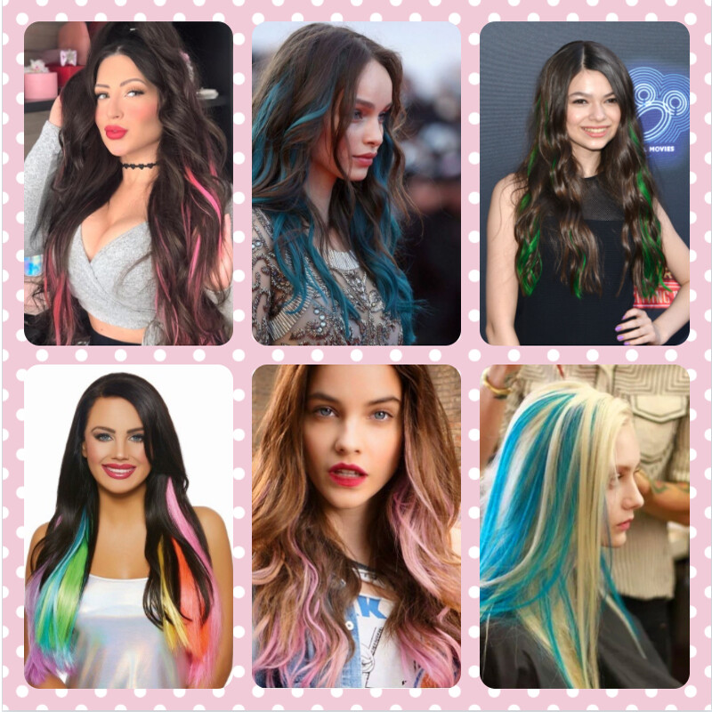 10Piece Colors Clip In Highlight Hair Streaks Hair Extensions Multi-color Braids