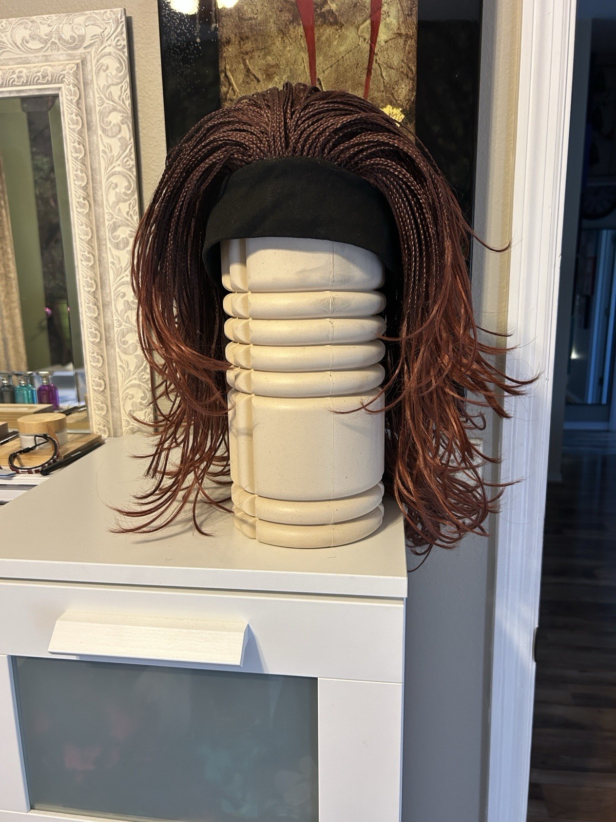 Auburn Braided Wig with Elastic Headband for Women