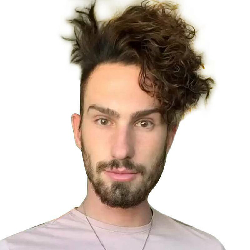 Men Short Curly Wigs Adult Male Natural Handsome Synthetic Wavy Full Hair Wig