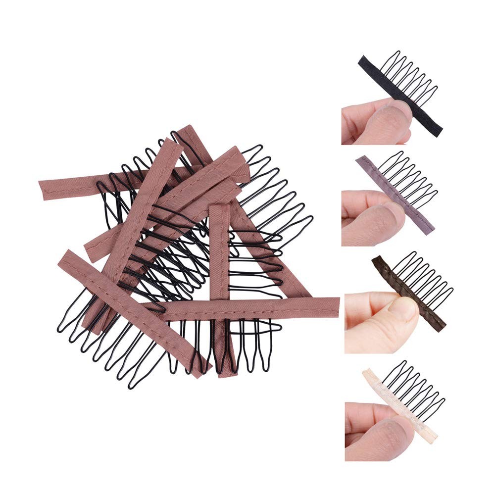 YANTAISIYU 24 Pcs/Lot Steel Wig Clips with Cloth Combs for Hairpiece Caps and…