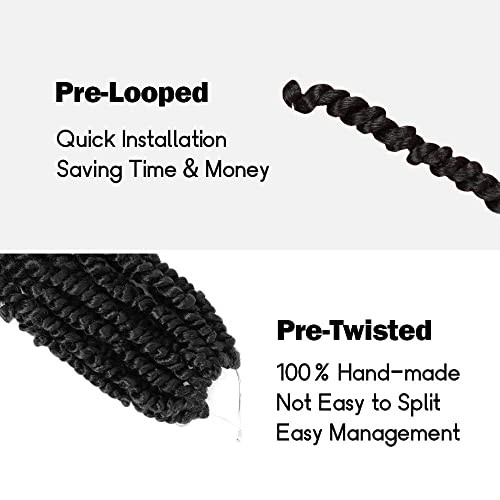 Short Passion Twist Hair 6 Inch Pre 6 Inch (Pack of 8) 1B(Natural Black)