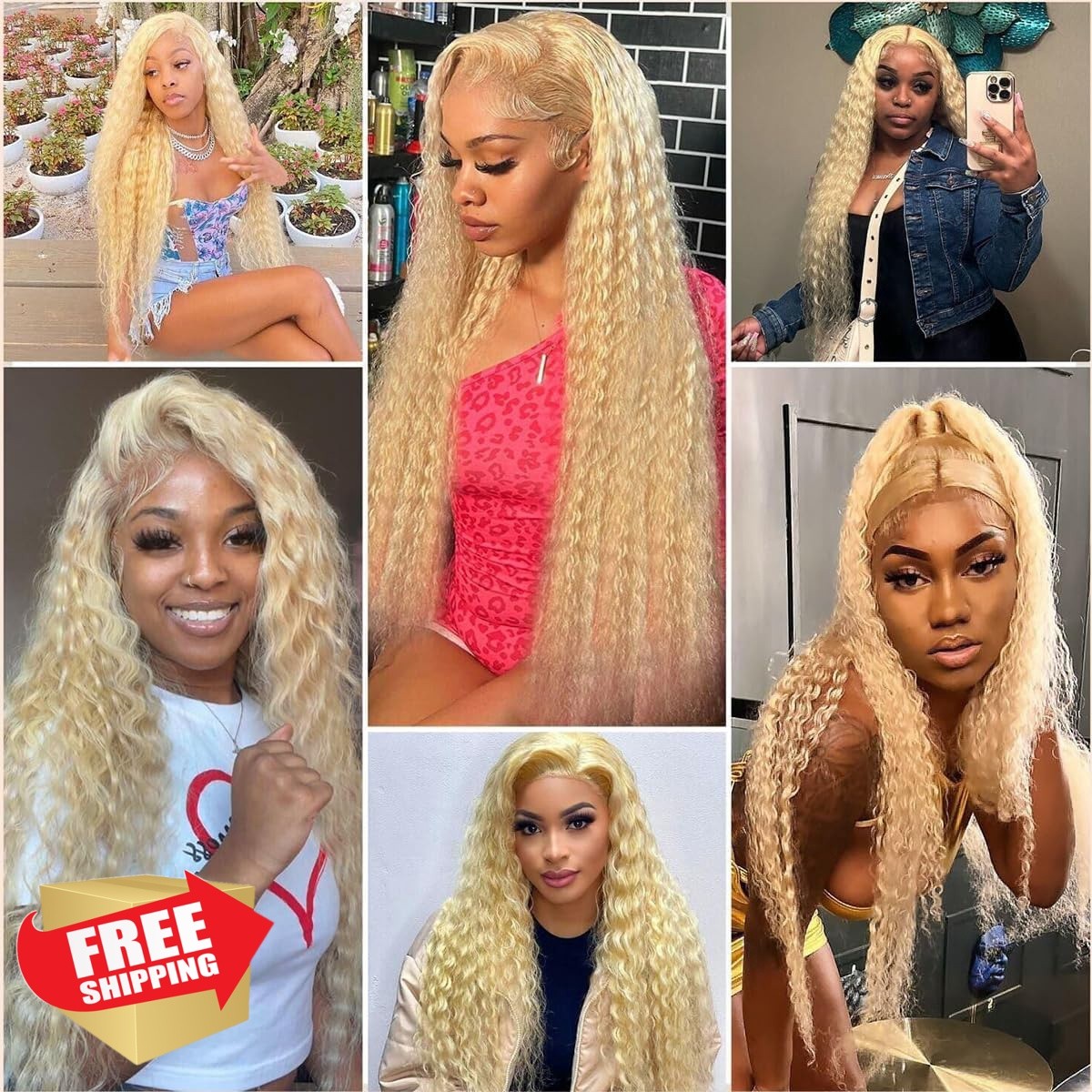 FuivJuix 3 Bundle 14 16 18 Inch #613 Blonde Water Wave Hair