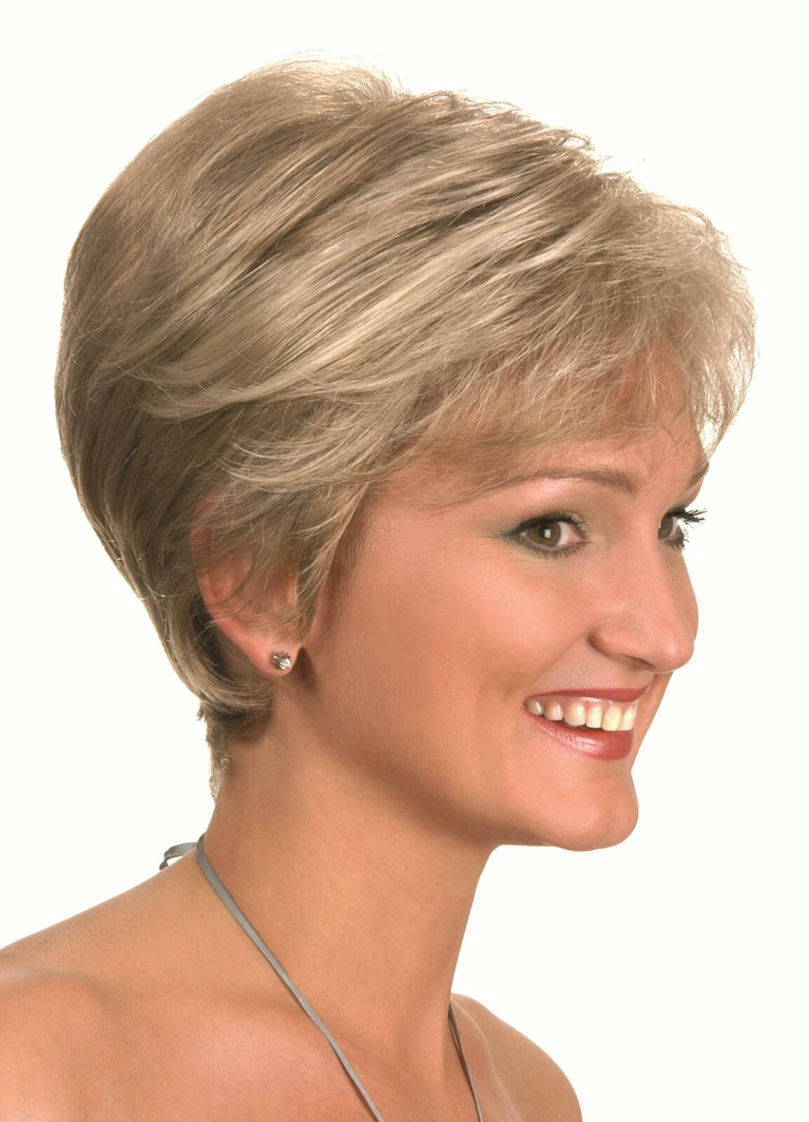 WOMENS LADY SHORT STRAIGHT HAIR PIXIE STYLE LAYERED WIG W/ WISPY BANGS WENDY