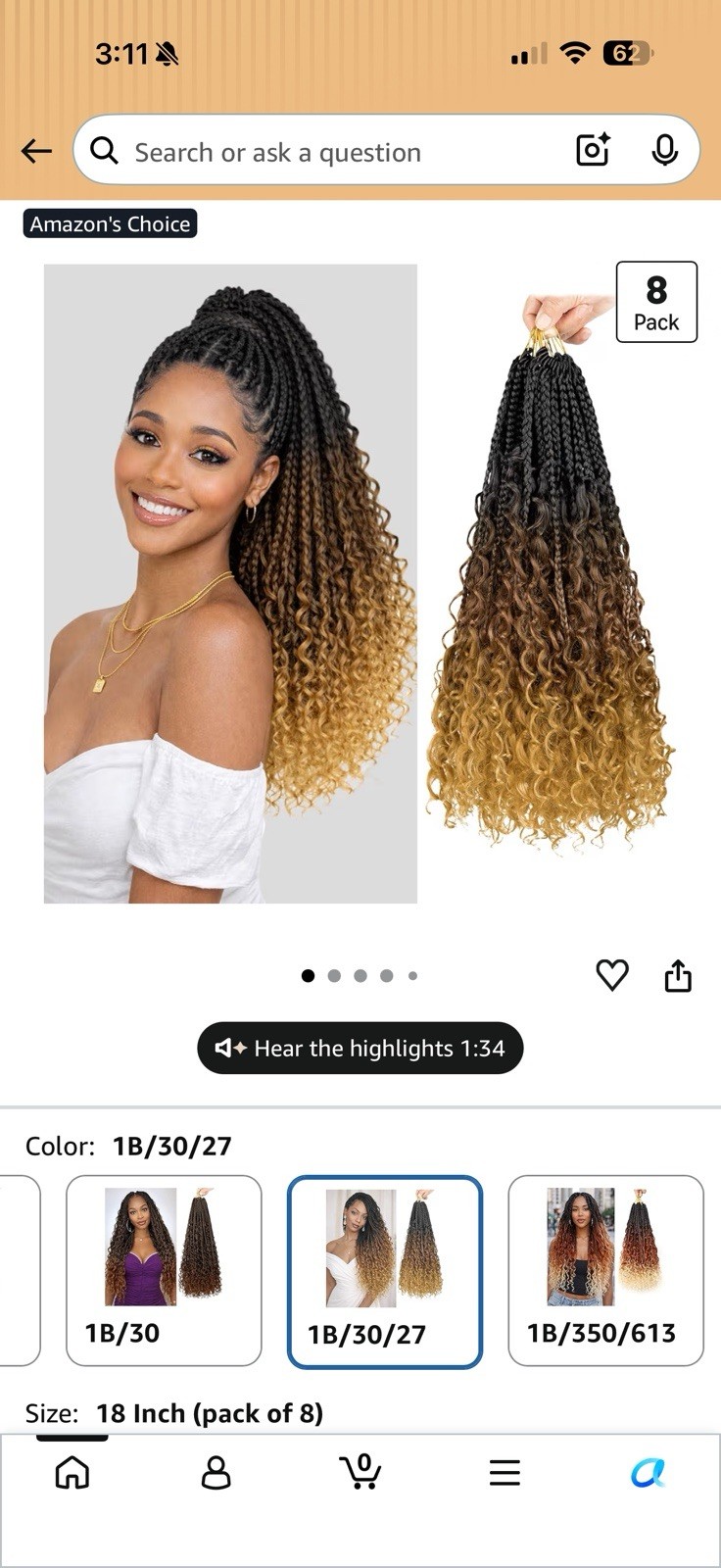 Goddess Box Braids 18”