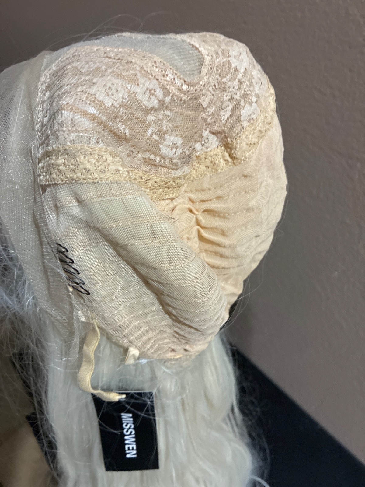 Misswen luxury ash blonde rami hair long thick wavy wig