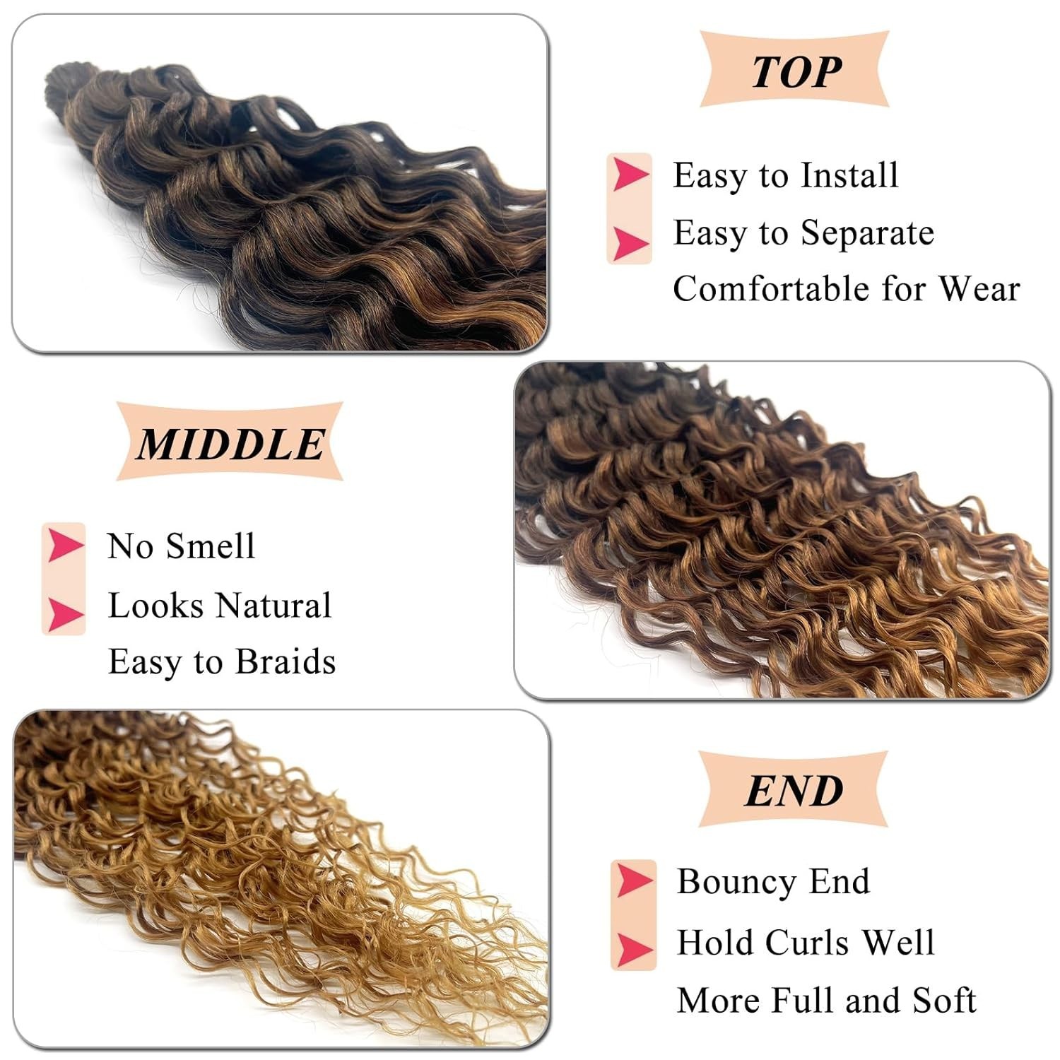 Trendsetting Deep Wave Crochet Hair 24 Inch – 1b/30/27 Curly Beauty Extensions
