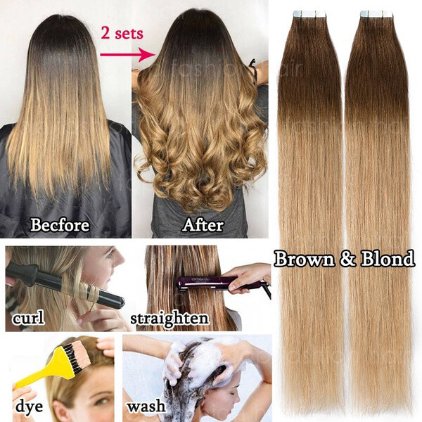 US Super Tape In Glue 100% Human Remy Hair Extensions Real Thick 100g 40pcs GG36