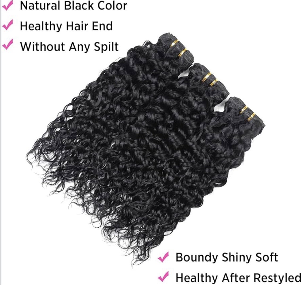 Water Wave Human Hair 121416 Bundle, 300g Total