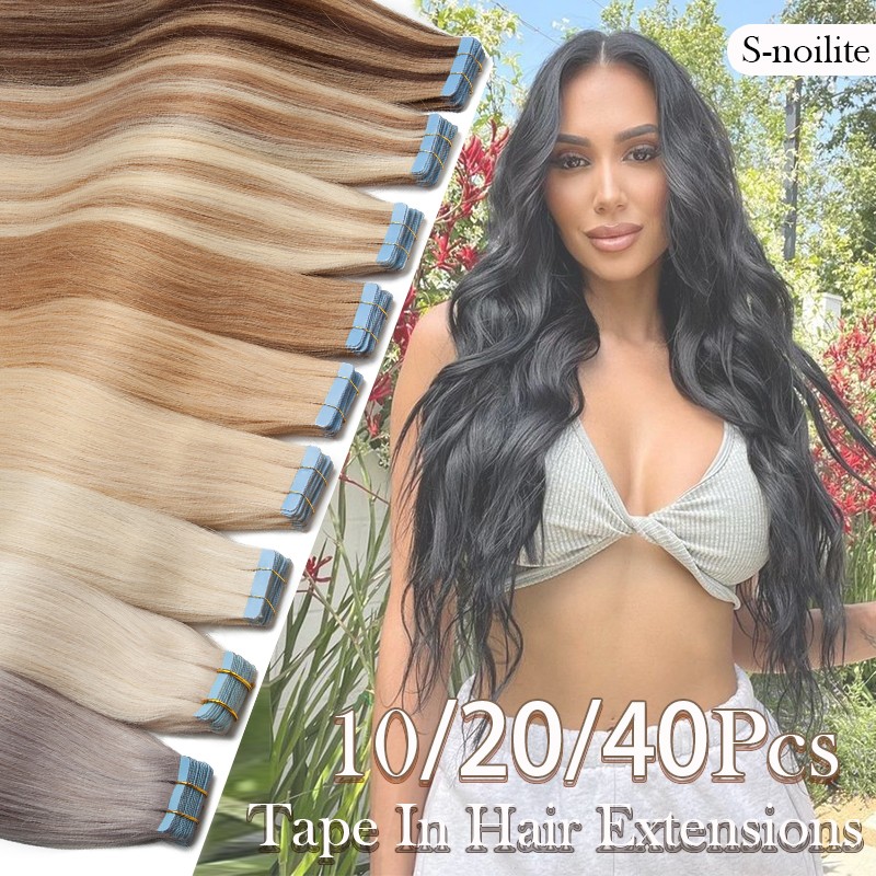 Thick 100G Tape In Remy Human Hair Extensions Full Head Skin Weft Balayage Ombre