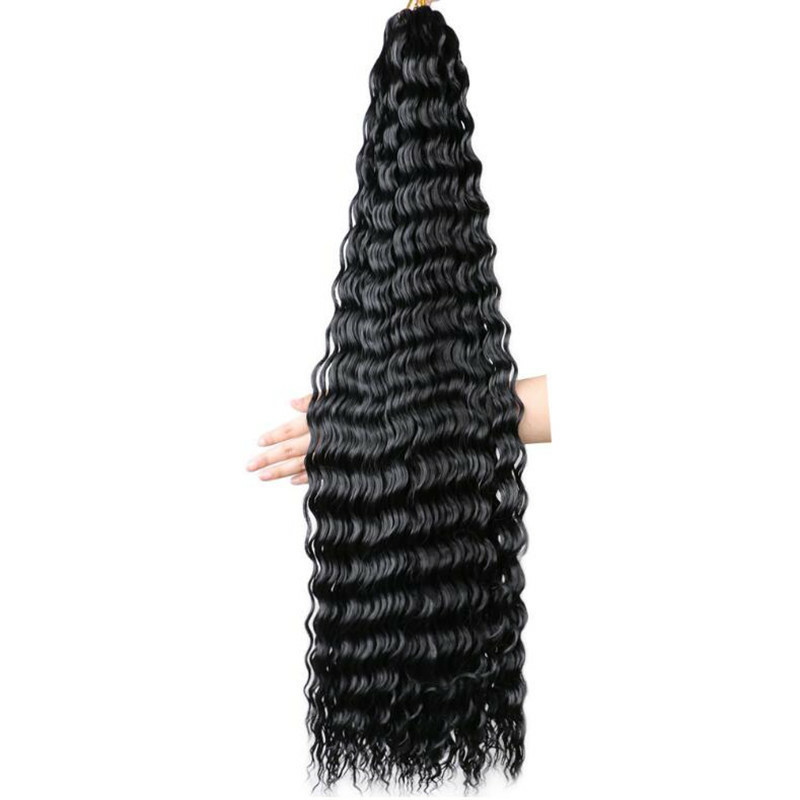 32″ Deep Wave Crochet Hair Braids Afro Curls Ocean Wave Braiding Hair Extensions