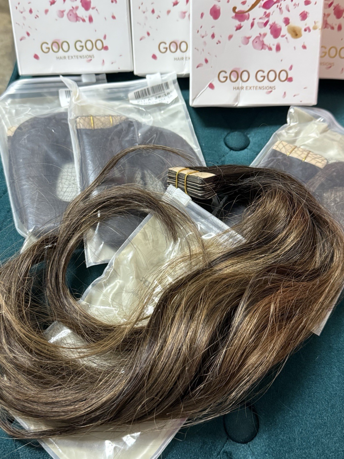18” Tape In Real Hair Extensions Goo Goo Brand 4 Packs #2 x2 #2/6/2 x2