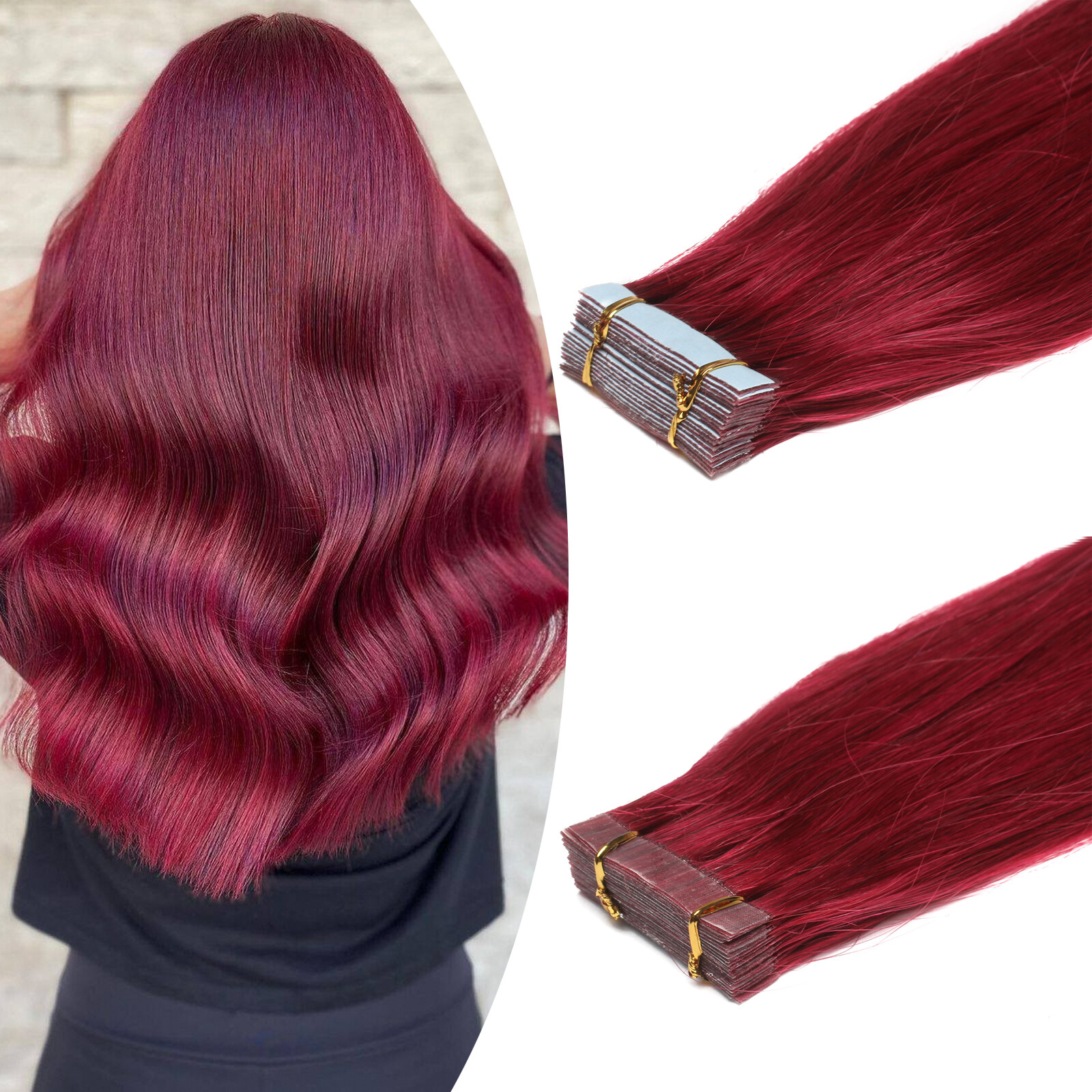 Adhesive Tape in Hair Extensions Invisible Skin Wefts Human Hair Balayage Blonde
