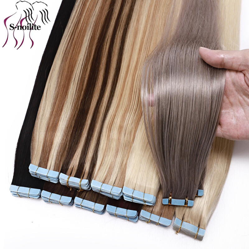 Invisible Tape In Hair Extensions 100% Real Remy Human Hair Thick Skin Weft 80PC