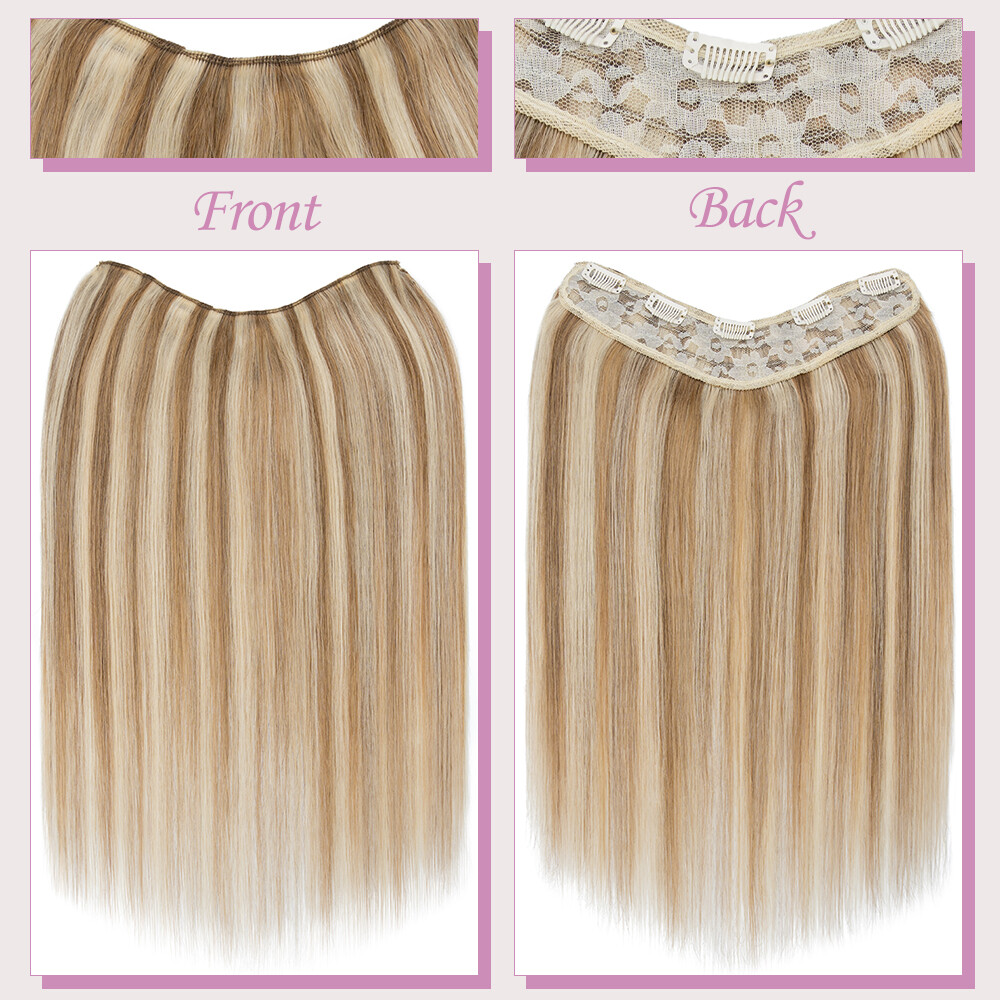 One Piece Thick Weft Clip in Real Remy Human Hair Extensions Full Head V-Shape