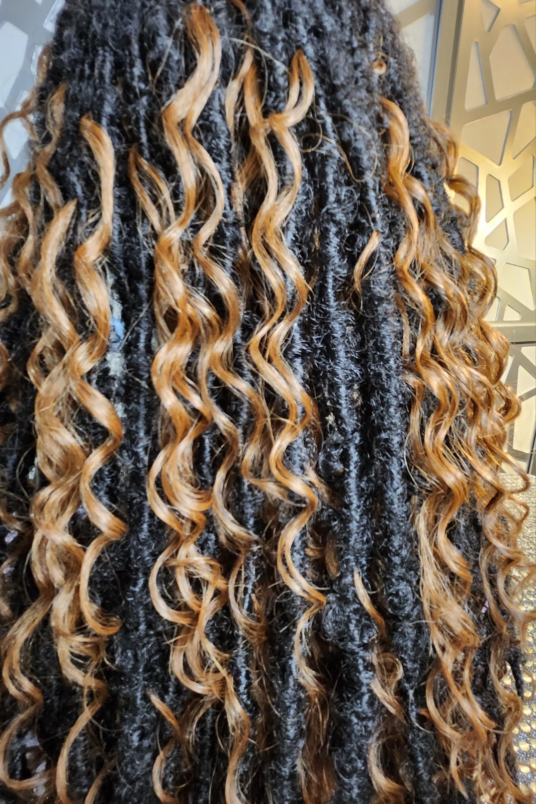 Boho Knotless Dreadlocks Wig 13×6 Lace Front Ombre Black Auburn Curly Ends