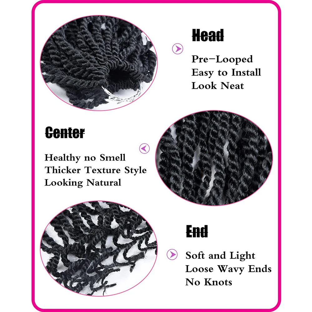 Wavy Senegalese Twist 12 Inch Crochet Braids Synthetic Braiding Hair Extensions