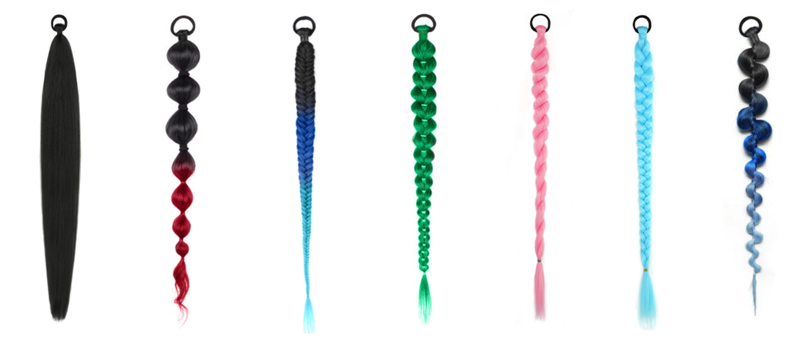 Braid Ponytail Extension with Elastic Tie 2 Packs 26 Inch Pink