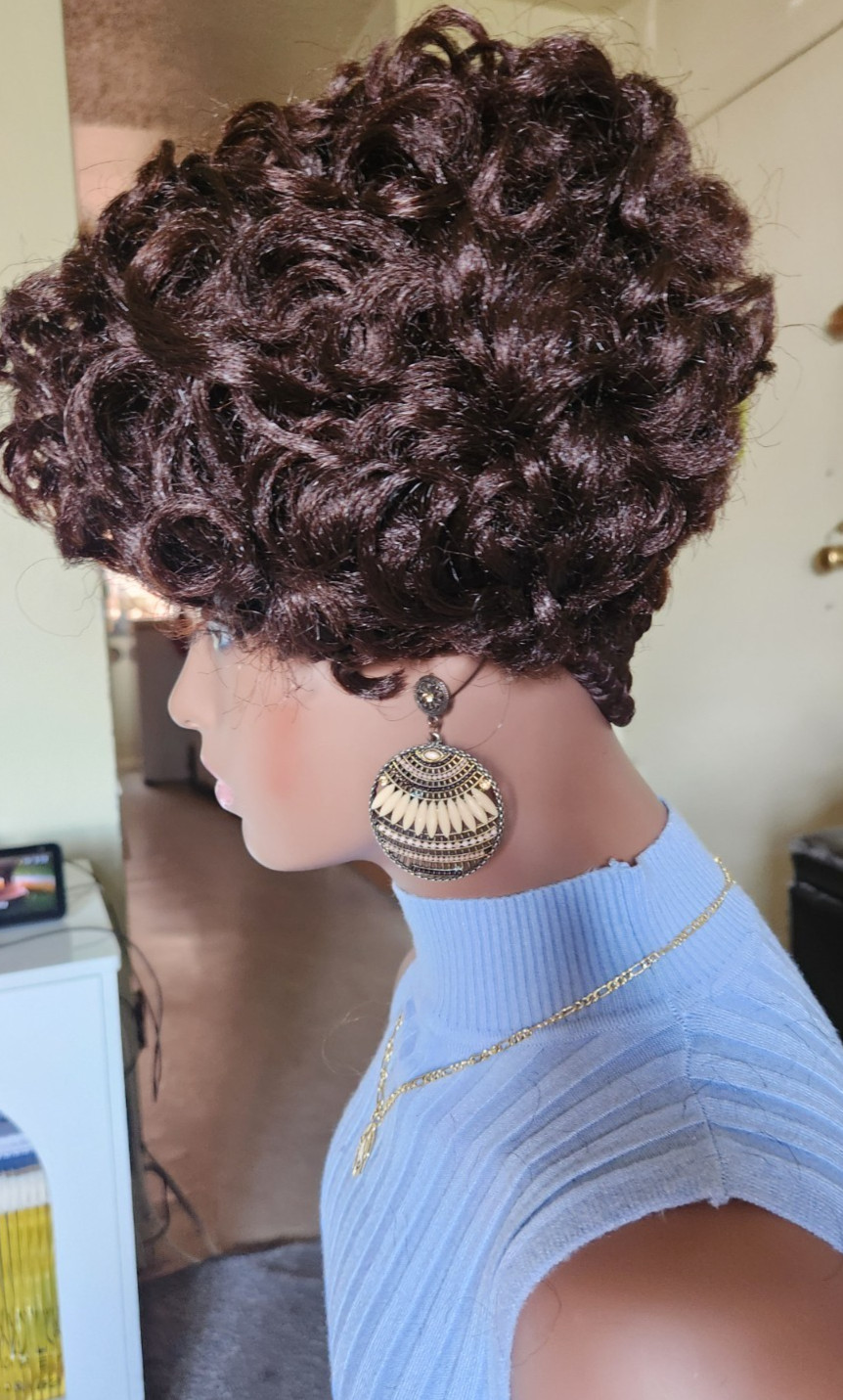 Fully Hand Braided box curly Mohawk braids cornrow wig Dark brown/Blonde