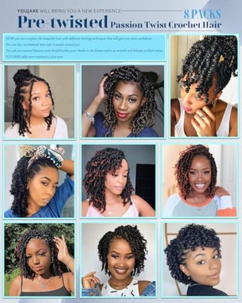 Pre-looped Passion Twist Crochet Hair 14 Inch 8 14 Inch (Pack of 8) T27