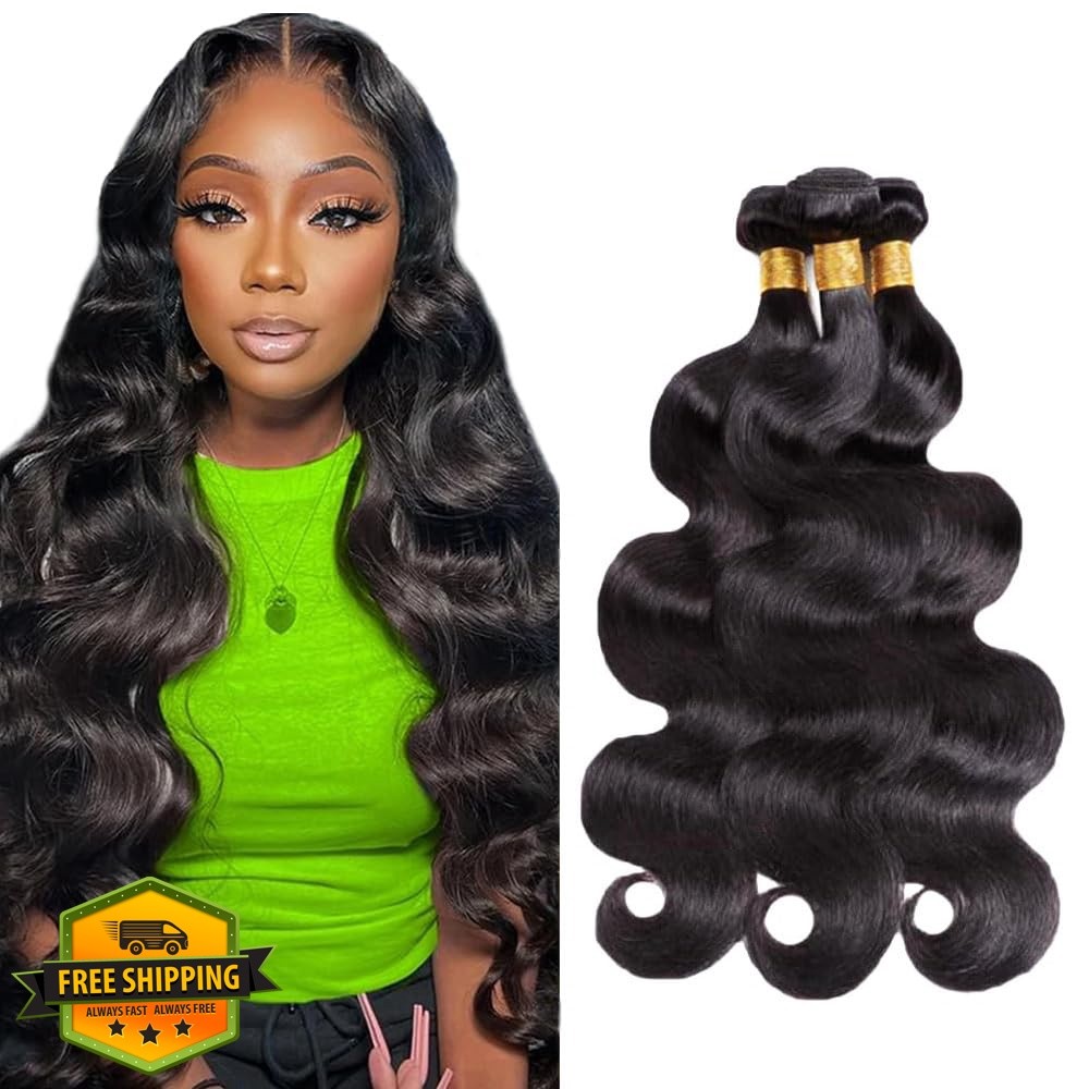 Seeuiegam Body Wave Human Hair 20 22 24 Inch Black-B