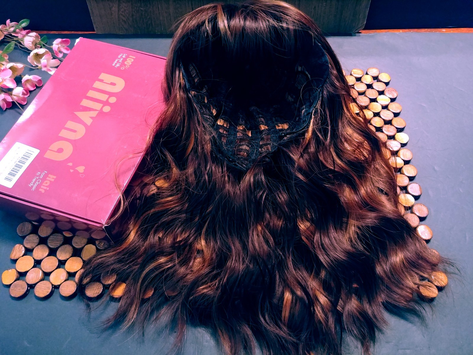 Short Wavy Bob Wig with Bangs Caramel Reddish Brown , Wavy 16″ Soft & Silky #F2