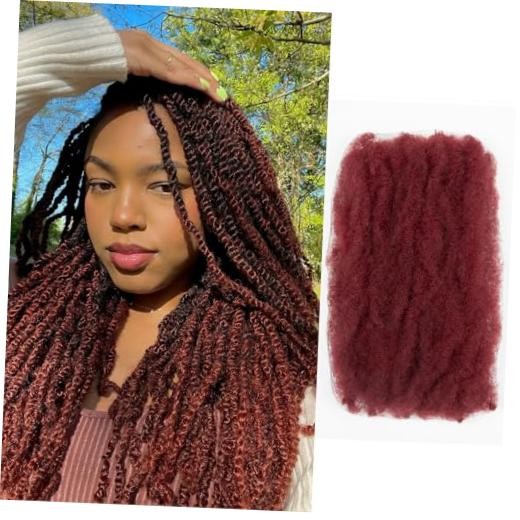 Afro Kinkys Bulk Hair for Twist Braiding, 99J Red 12 Inch 1 pack 99j burgundy