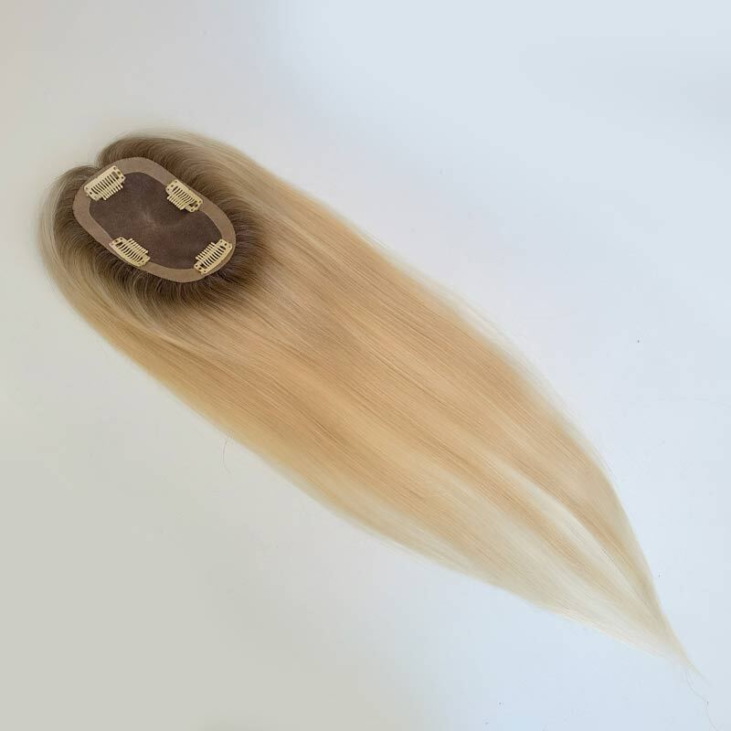 Women’s Clip-on Mono Base Hairpiece Virgin Hair 5” X 3”