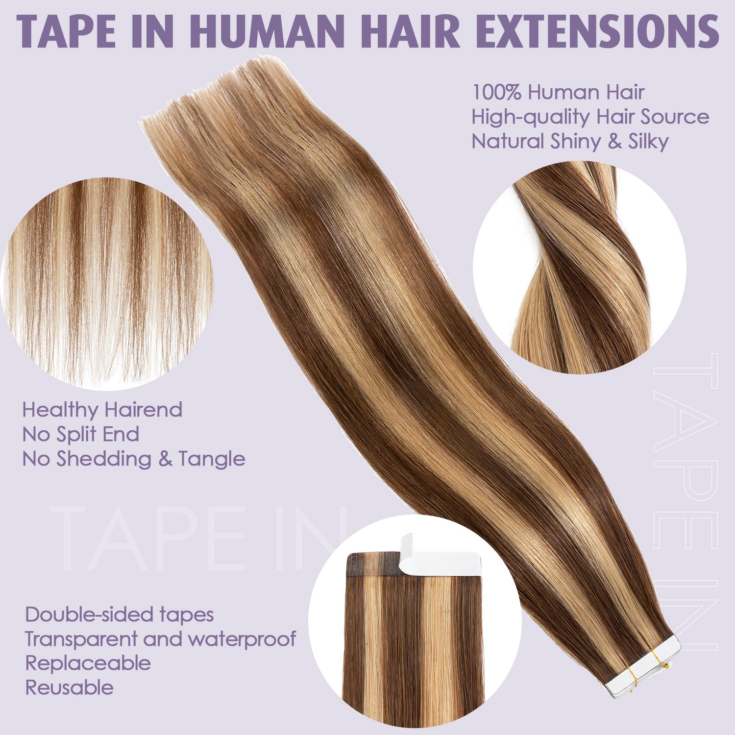Ombre Thick Tape In Real Remy 100% Human Hair Extension Full Head Skin Weft 100G