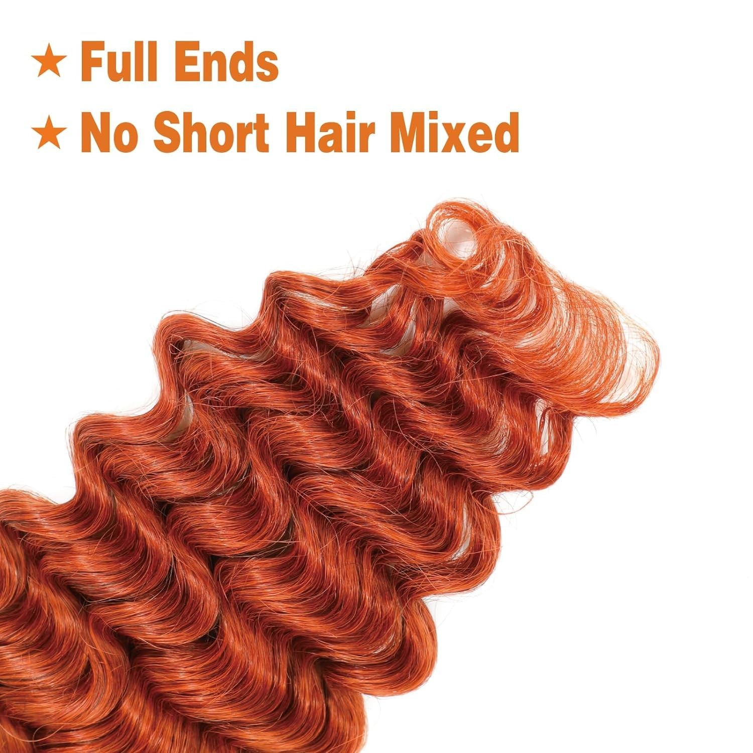 Xddnamei Ginger Orange 350 Deep Water Wave Bulk Human Braiding Hair 2 Bundles