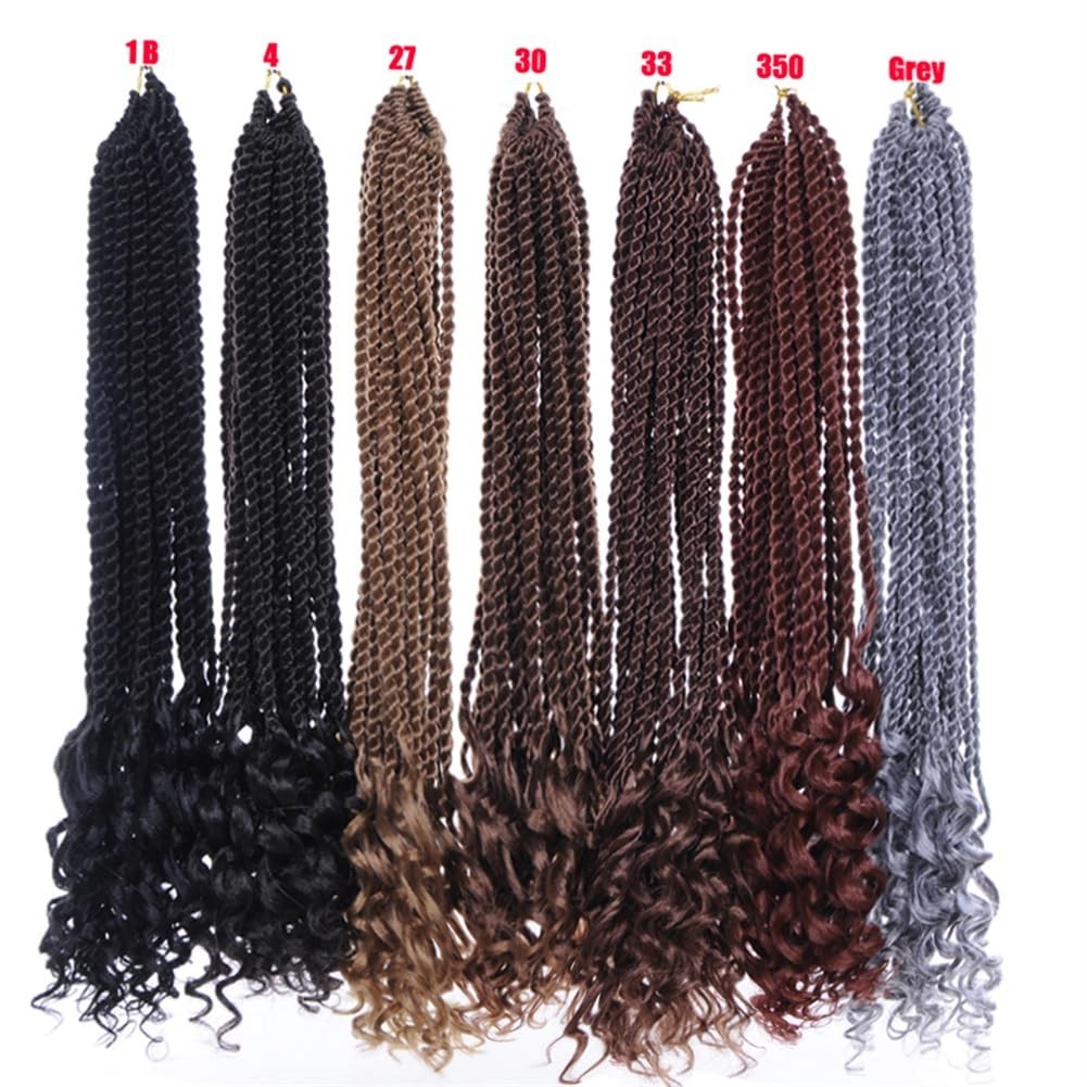 18 Inch Curly Senegalese Twist Crochet Hair Synthetic Goddess Braids 3 Pack