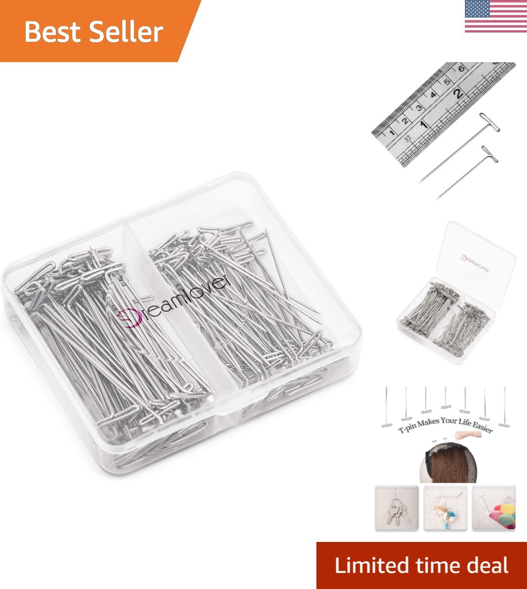 100PCS High-Quality Mannequin Pins for Wig Heads – 1.5 & 2 Inch Durable Iron