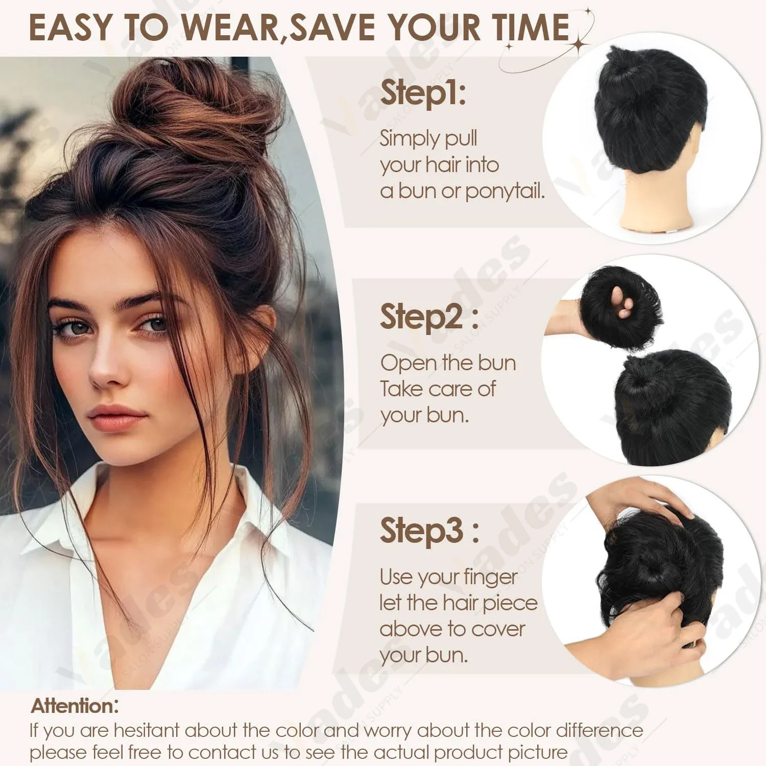 Human Hair Messy Bun Scrunchie – Real Remy Hair Updo Hair Piece for Women,