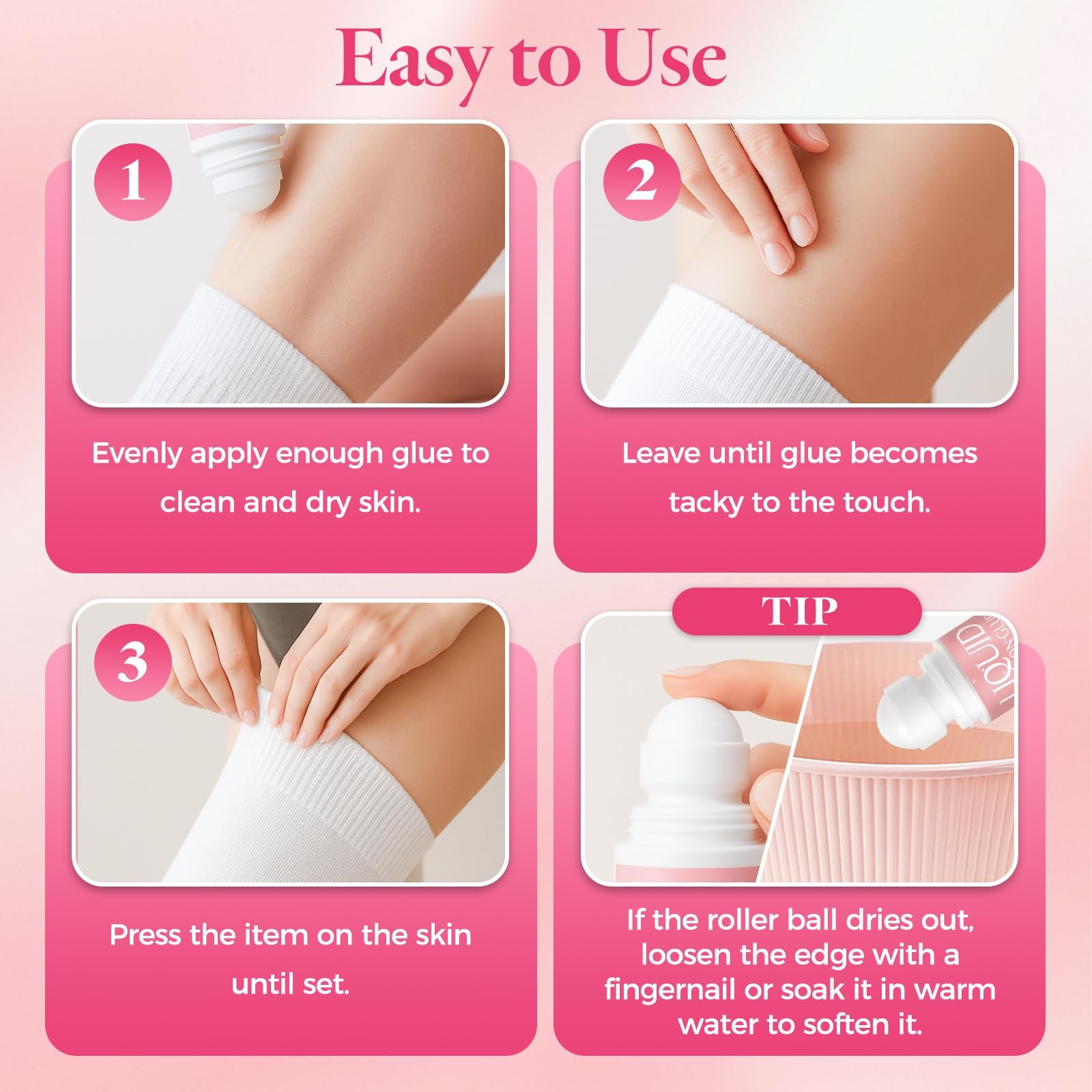 Body Adhesive for Clothing Roll-On 2.54 Oz – Sweat Resistant & Long Lasting B…