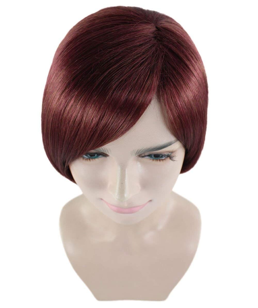 French Women Short Wine red Bob Wig | Premium Breathable Capless Cap | HW-1748