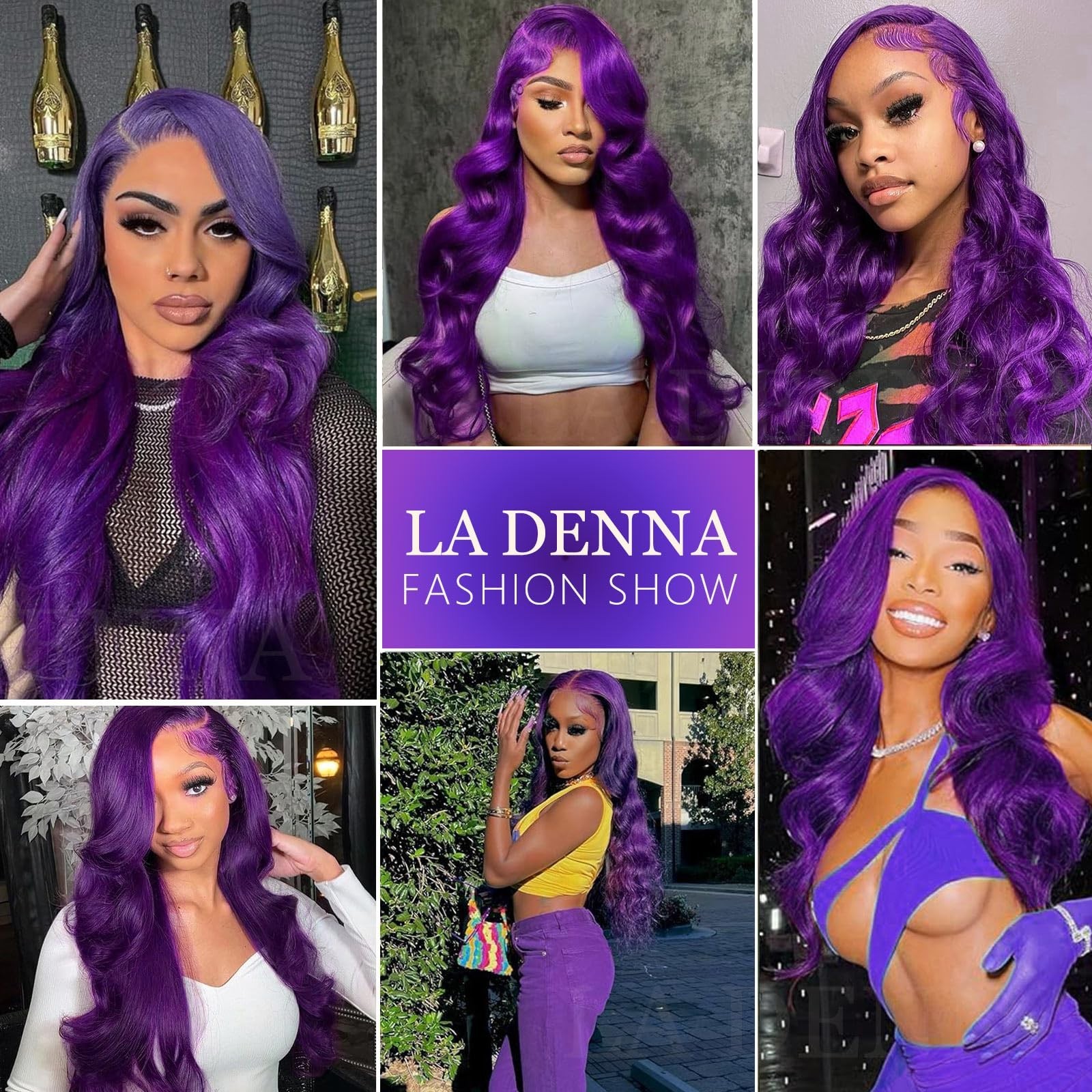 5×5 Purple Body Wave Lace Frontal Wig – 200% Density, HD Transparent, 22″ Human