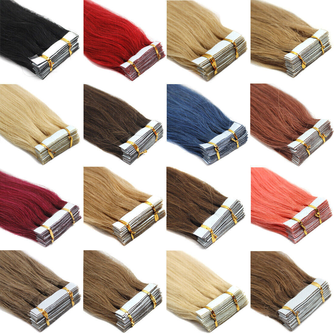 Super Tape in Hair Extensions Real Remy Human Hair Invisible Skin Weft Highlight