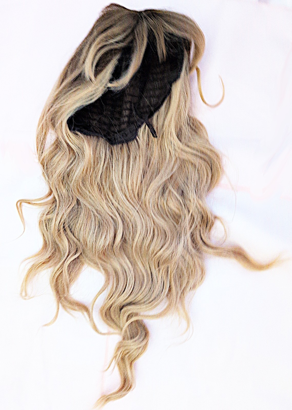 Blonde Wig Synthetic Wavy Curly Hair 22 Inches Ombre Gradient Brown Gyaru