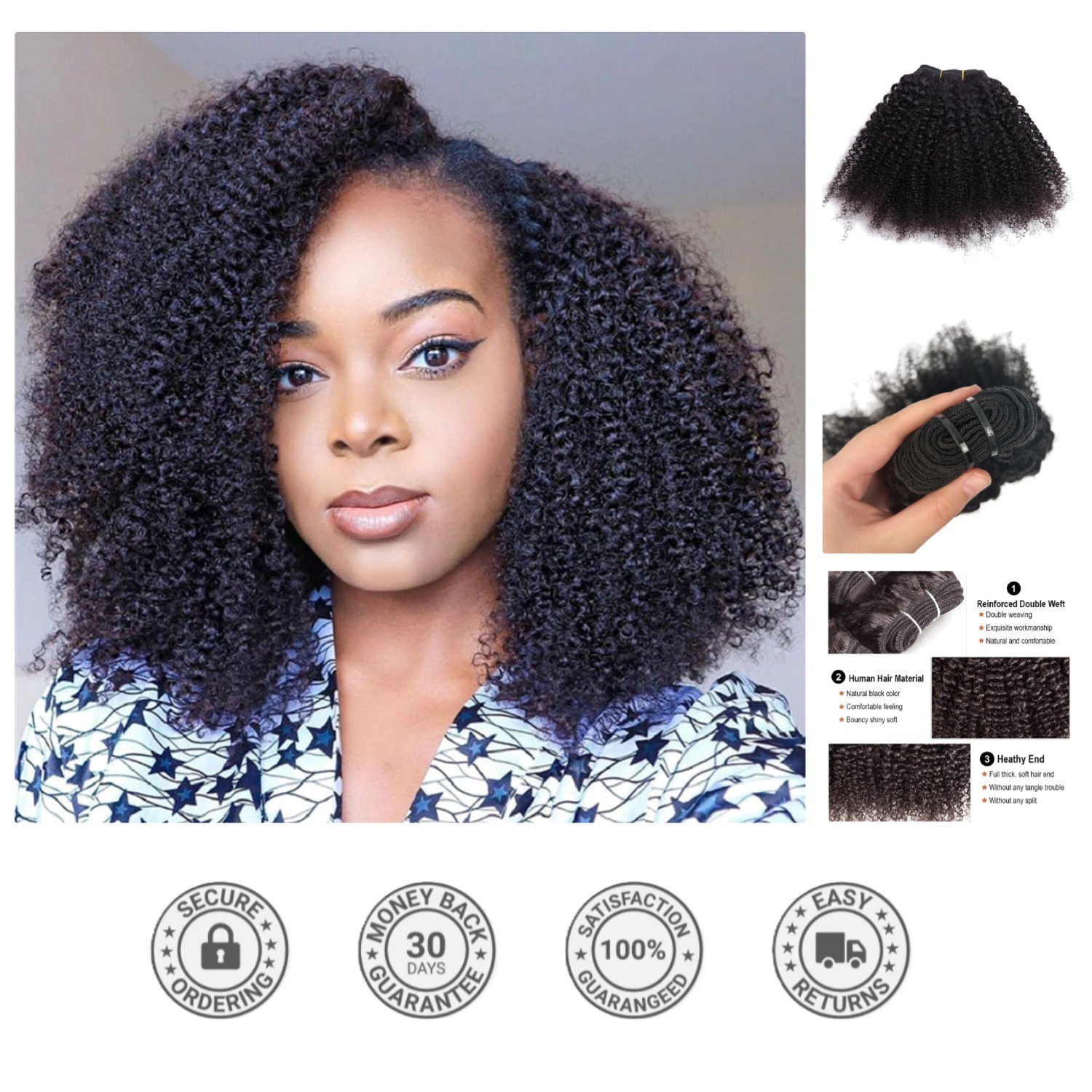 Versatile 10 Inch Kinky Curly Hair Bundle – Unprocessed Human Hair Extensions