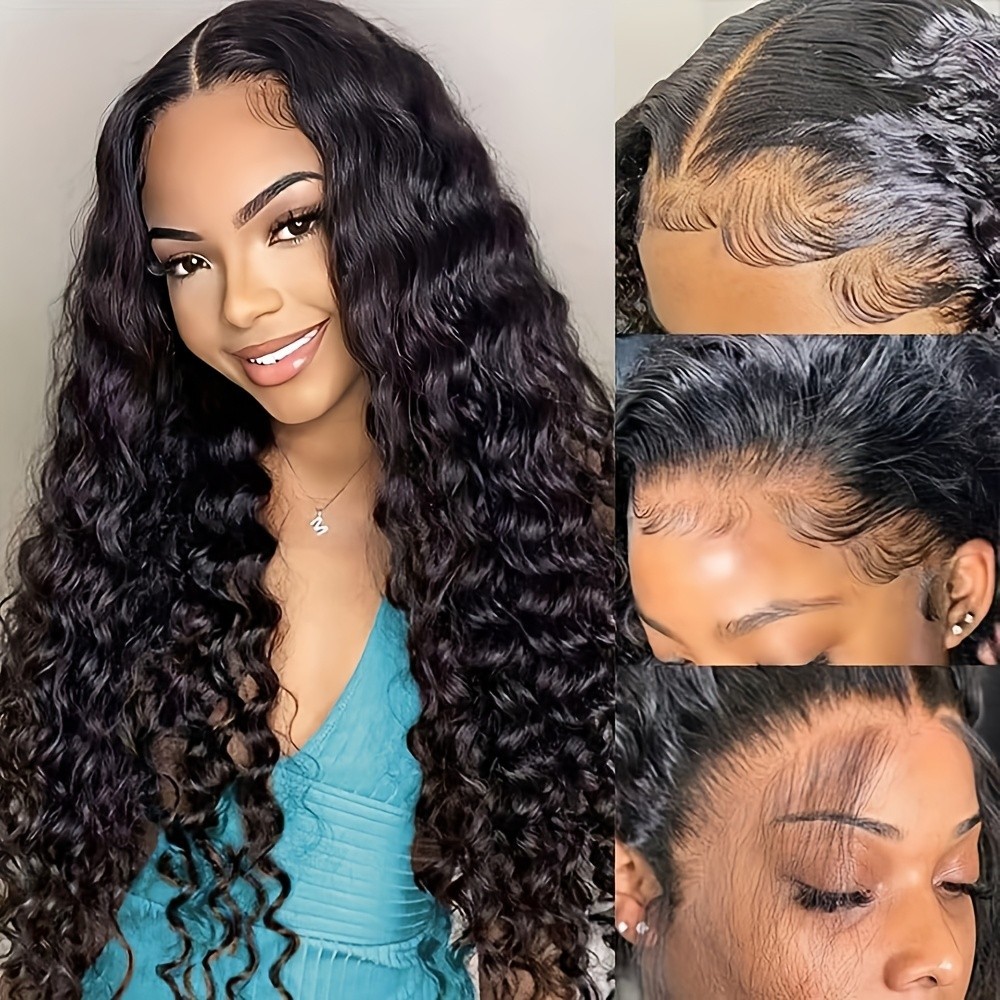 Women Long Loose Curly Lace Front Wigs Synthetic Hair 13×4 Free Part Pre Plucked