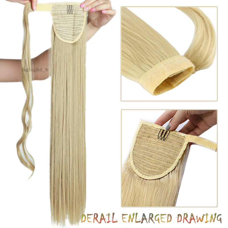 Thick Wrap Around Ponytail Clip in As Human Pony Tail Hairpieces Hair Extension