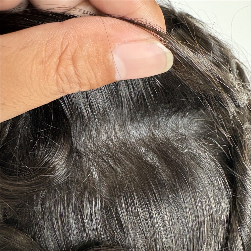 0.12mm Poly Skin Toupee Hair Mens Hairpieces Human Hair Replacement System
