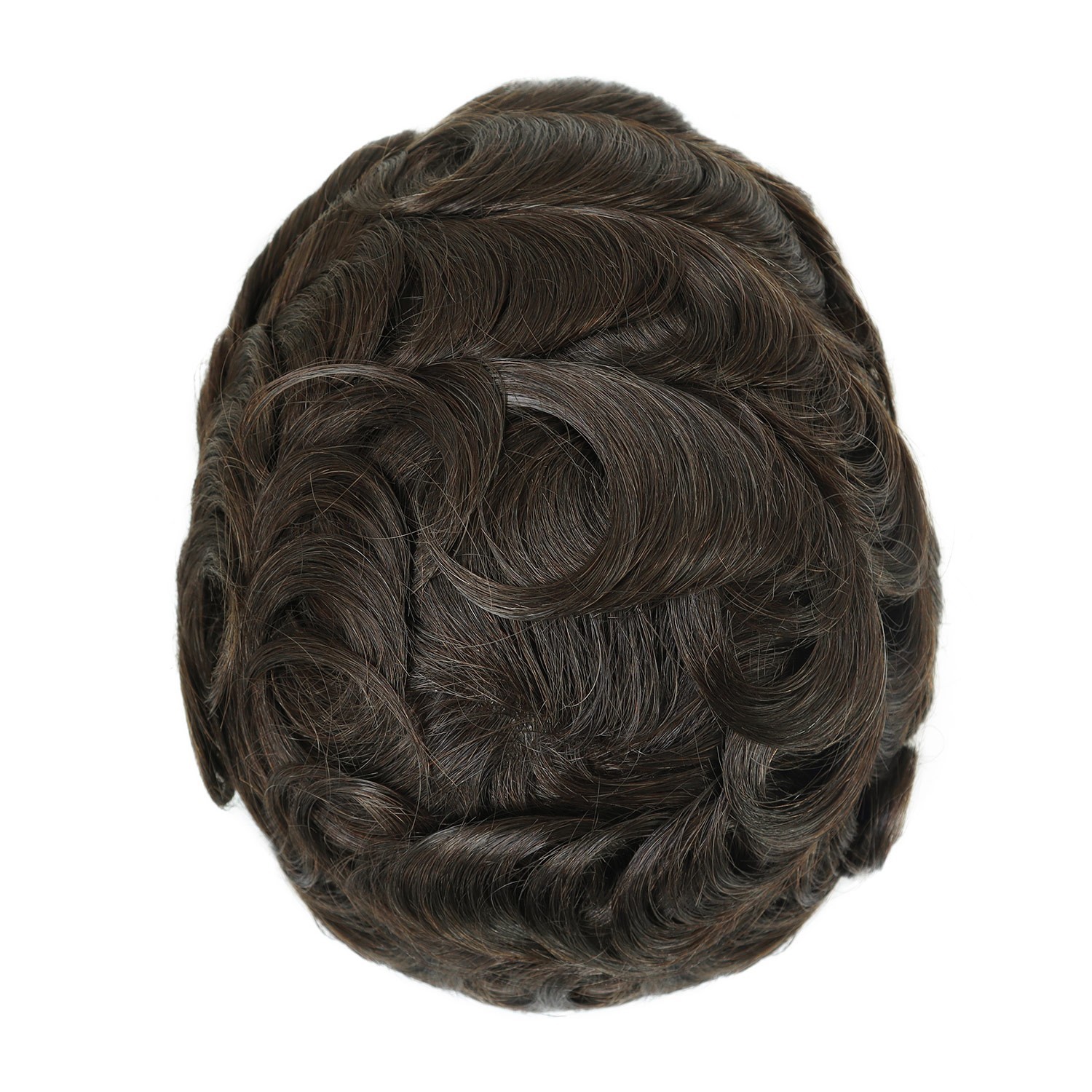 Toupee Mens Human Hair Repelecment System 0.04mm Thin SkinHairpiece Dark Brown#2