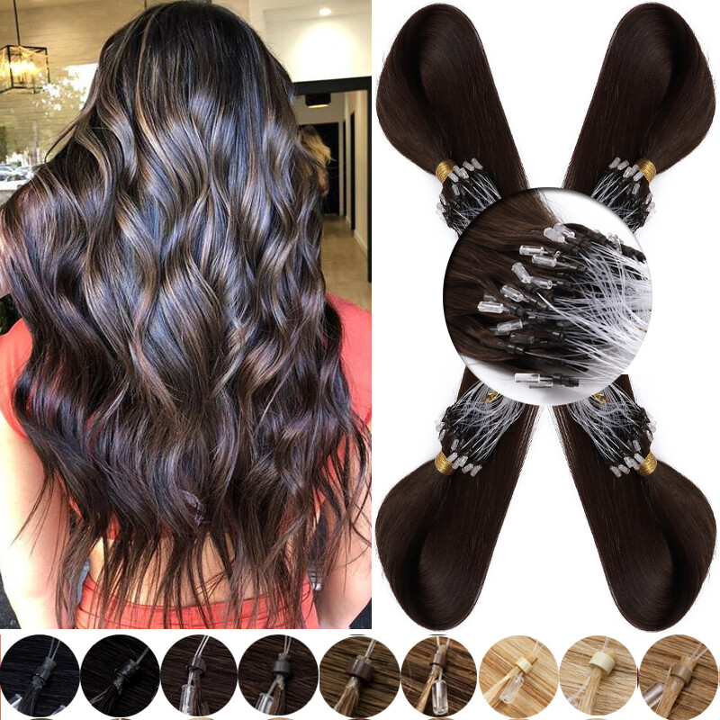 150G Thick Micro Loop Tips Ring Beads Virgin Remy Human Hair Extensions Ombre 9A