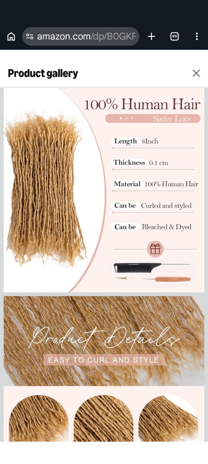 Daixi Dreadology Human Hair Sisterlocks Extensions 8 In. 60 Strand 6 Bundles
